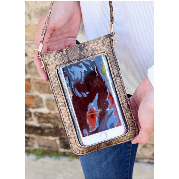 NWT Snake Print Cellphone Crossbody in Brown - Picture 3 of 3